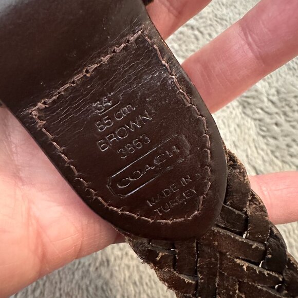 Vintage Coach Braided Woven Brown Leather Belt Unisex size 34 - Picture 4 of 7